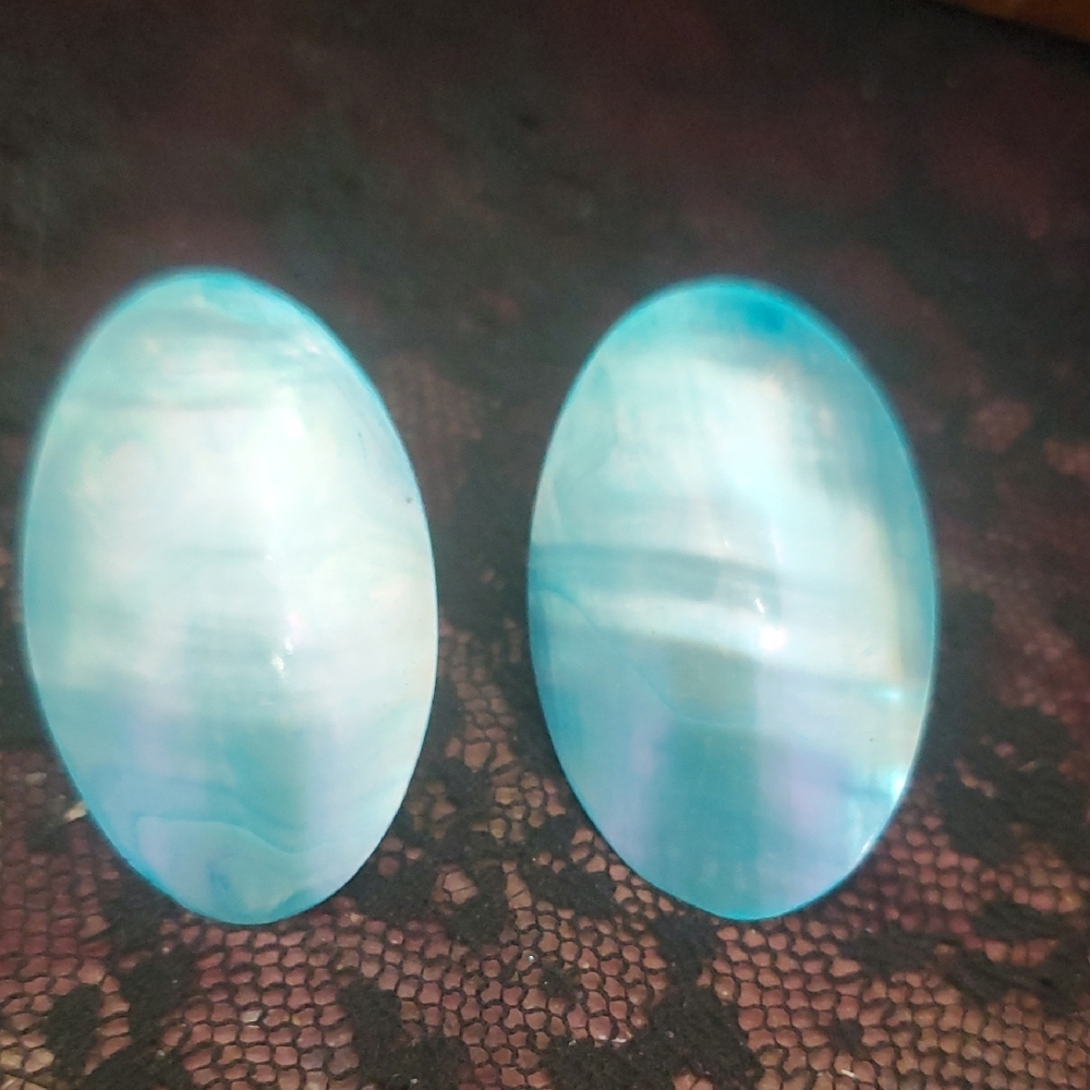 Oval Blue Mother Of Pearl Earrings DD